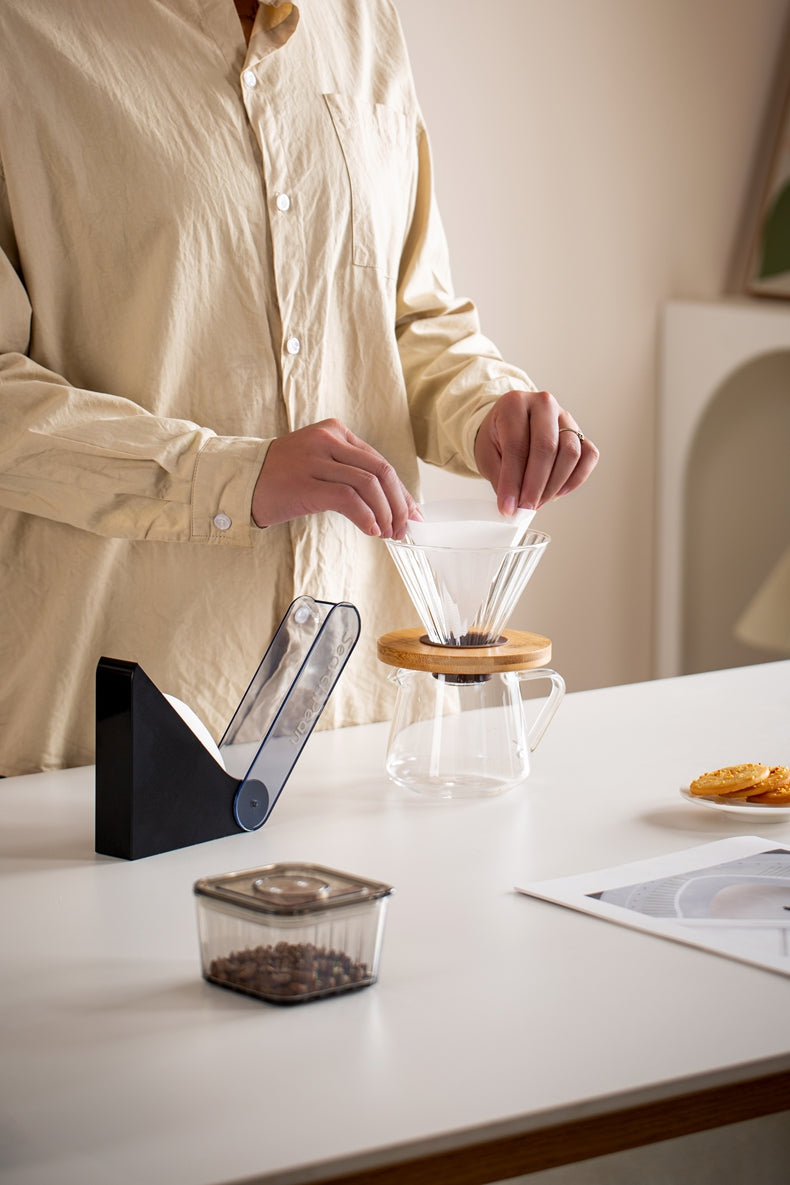SongBean Coffee Filter Paper Storage Box Food-Grade Acrylic BlackWhite Filter Case with Anti-Slip & Thickened Container Home